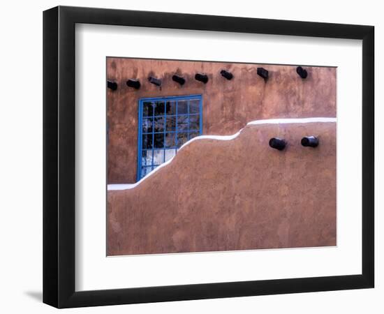 USA, New Mexico, Sant Fe, Adobe structure with protruding vigas and Snow-Terry Eggers-Framed Photographic Print