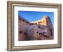 USA, New Mexico, Sant Fe, Adobe structure with protruding vigas and Snow-Terry Eggers-Framed Photographic Print