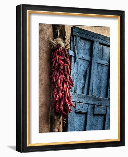 USA, New Mexico, Taos, Gate and Ristra-Ann Collins-Framed Photographic Print