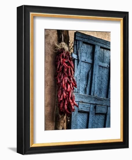 USA, New Mexico, Taos, Gate and Ristra-Ann Collins-Framed Photographic Print