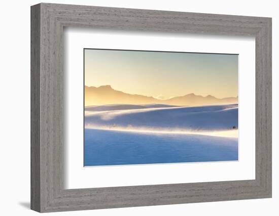 USA, New Mexico, White Sands National Monument. San Andres Mountains and wind-blown dunes.-Jaynes Gallery-Framed Photographic Print