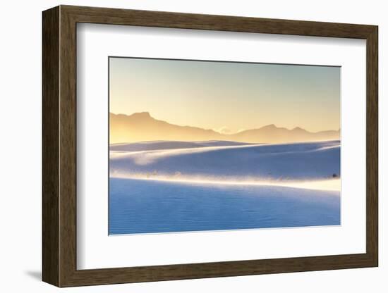 USA, New Mexico, White Sands National Monument. San Andres Mountains and wind-blown dunes.-Jaynes Gallery-Framed Photographic Print