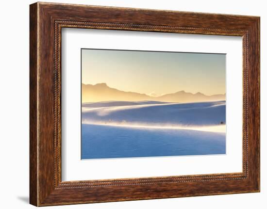 USA, New Mexico, White Sands National Monument. San Andres Mountains and wind-blown dunes.-Jaynes Gallery-Framed Photographic Print