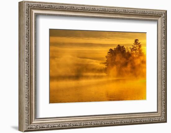 USA, New York, Adirondack Mountains. Morning Mist on Raquette Lake-Jay O'brien-Framed Photographic Print