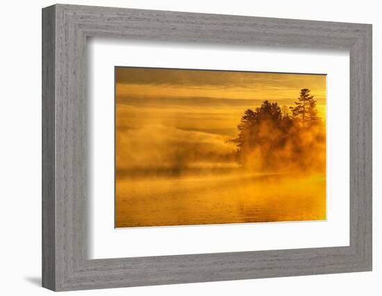 USA, New York, Adirondack Mountains. Morning Mist on Raquette Lake-Jay O'brien-Framed Photographic Print