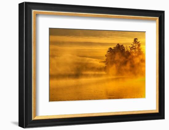 USA, New York, Adirondack Mountains. Morning Mist on Raquette Lake-Jay O'brien-Framed Photographic Print