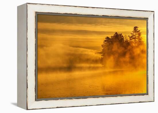 USA, New York, Adirondack Mountains. Morning Mist on Raquette Lake-Jay O'brien-Framed Premier Image Canvas