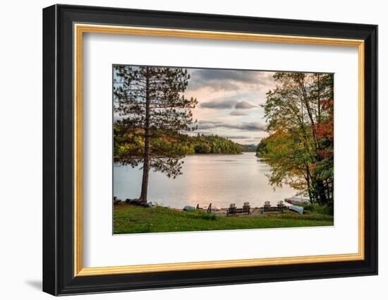 USA, New York, Adirondacks. End of the season at private beach on Indian Lake-Ann Collins-Framed Photographic Print