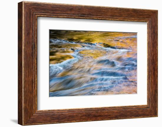 USA, New York, Adirondacks. Tupper Lake, autumn reflections at Bog River Falls-Ann Collins-Framed Photographic Print