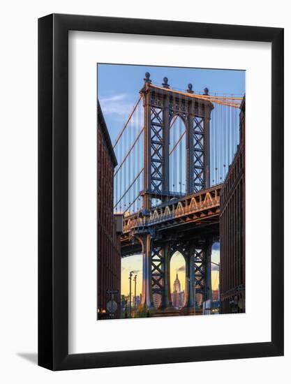 Usa, New York, Brooklyn, Dumbo, Manhattan Bridge and Empire State Building-Michele Falzone-Framed Photographic Print