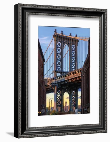 Usa, New York, Brooklyn, Dumbo, Manhattan Bridge and Empire State Building-Michele Falzone-Framed Photographic Print