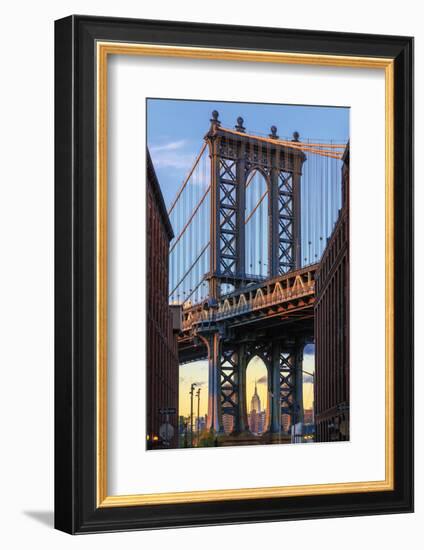 Usa, New York, Brooklyn, Dumbo, Manhattan Bridge and Empire State Building-Michele Falzone-Framed Photographic Print