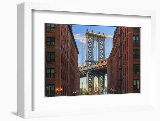 Usa, New York, Brooklyn, Dumbo, Manhattan Bridge and Empire State Building-Michele Falzone-Framed Photographic Print