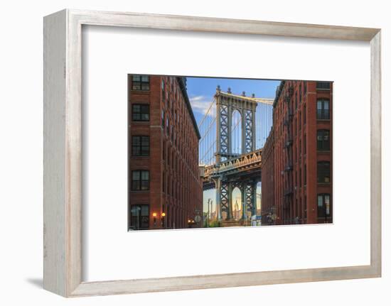 Usa, New York, Brooklyn, Dumbo, Manhattan Bridge and Empire State Building-Michele Falzone-Framed Photographic Print