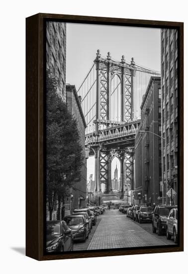 Usa, New York, Brooklyn, Dumbo, Manhattan Bridge-Alan Copson-Framed Premier Image Canvas