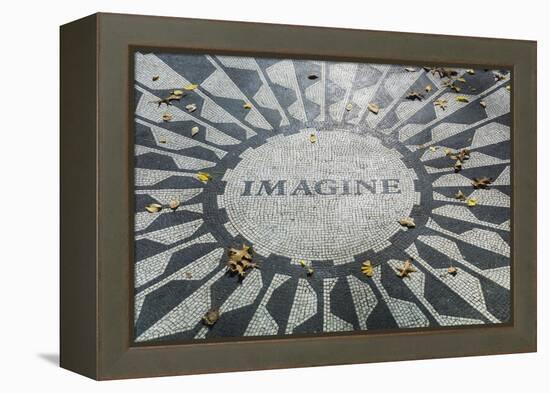USA, New York, City, Central Park, John Lennon Memorial, Imagine-Walter Bibikow-Framed Premier Image Canvas