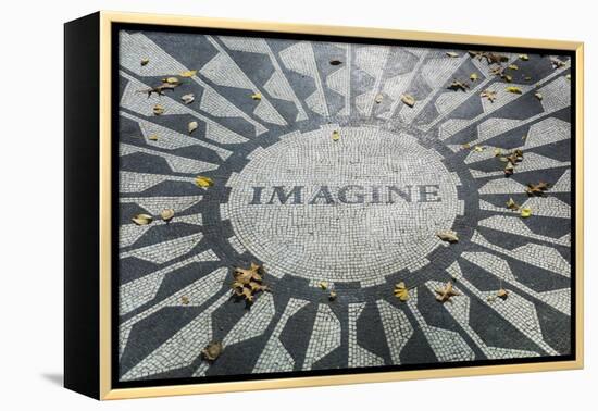 USA, New York, City, Central Park, John Lennon Memorial, Imagine-Walter Bibikow-Framed Premier Image Canvas