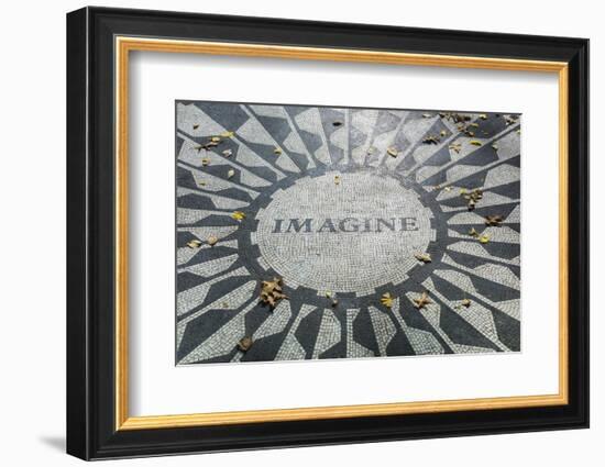 USA, New York, City, Central Park, John Lennon Memorial, Imagine-Walter Bibikow-Framed Photographic Print