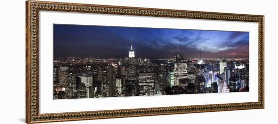 USA, New York City, Empire State Building and Lower Manhattan Skyline Panoramic-Michele Falzone-Framed Photographic Print