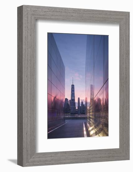 USA, New York City, Lower Manhattan and Freedom Tower from 9-11 Memorial-Walter Bibikow-Framed Photographic Print