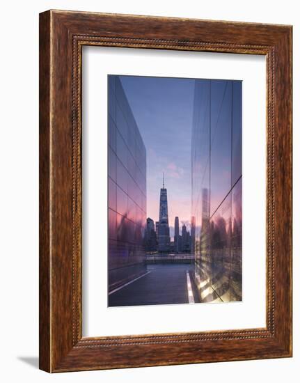 USA, New York City, Lower Manhattan and Freedom Tower from 9-11 Memorial-Walter Bibikow-Framed Photographic Print