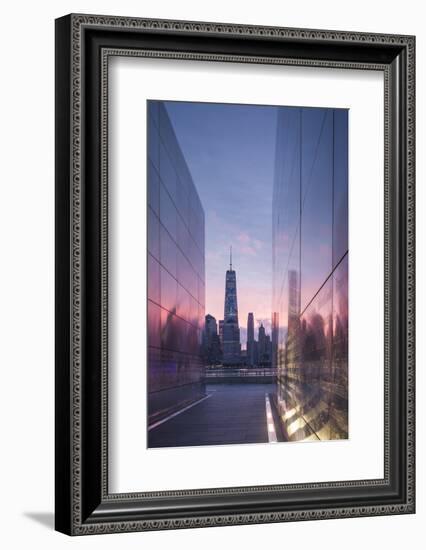 USA, New York City, Lower Manhattan and Freedom Tower from 9-11 Memorial-Walter Bibikow-Framed Photographic Print