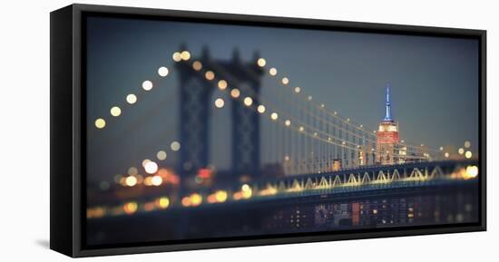 Usa, New York City, Manhattan Bridge and Empire State Building-Michele Falzone-Framed Premier Image Canvas