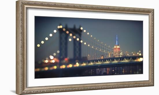 Usa, New York City, Manhattan Bridge and Empire State Building-Michele Falzone-Framed Photographic Print