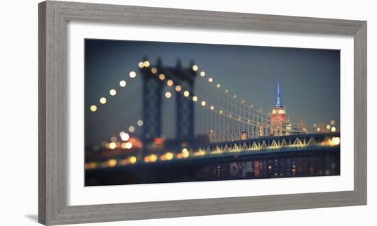 Usa, New York City, Manhattan Bridge and Empire State Building-Michele Falzone-Framed Photographic Print