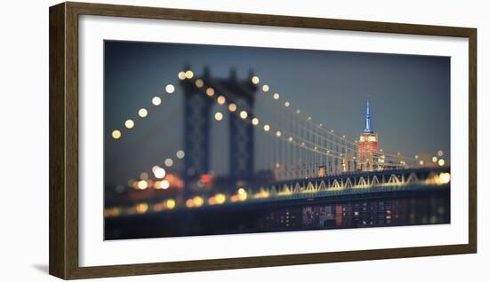 Usa, New York City, Manhattan Bridge and Empire State Building-Michele Falzone-Framed Photographic Print