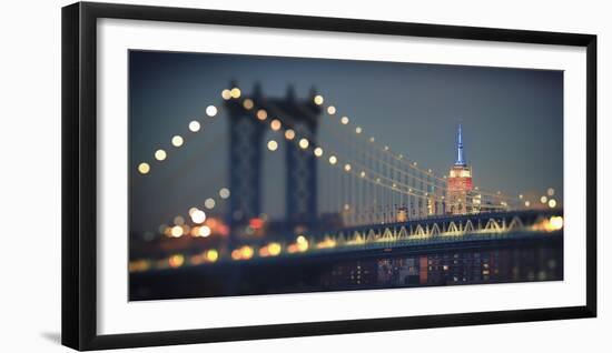 Usa, New York City, Manhattan Bridge and Empire State Building-Michele Falzone-Framed Photographic Print