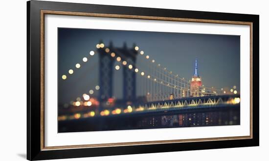 Usa, New York City, Manhattan Bridge and Empire State Building-Michele Falzone-Framed Photographic Print