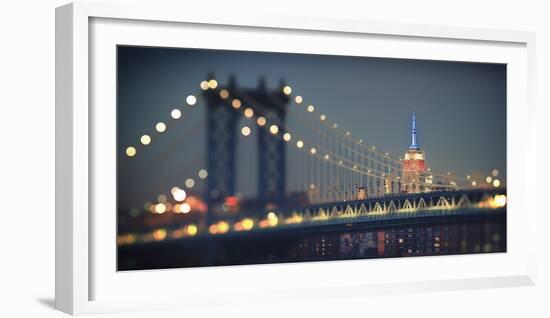 Usa, New York City, Manhattan Bridge and Empire State Building-Michele Falzone-Framed Photographic Print