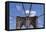 USA, New York City, Manhattan, Brooklyn Bridge, Bridge Pillar, Steel Ropes-Catharina Lux-Framed Premier Image Canvas