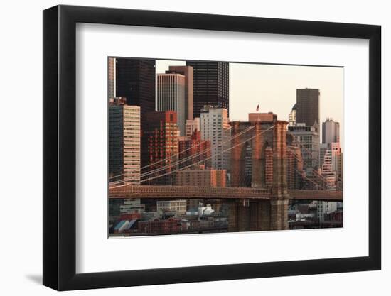 USA, New York City, Manhattan, Brooklyn Bridge, View from Brooklyn, Morning-Catharina Lux-Framed Photographic Print