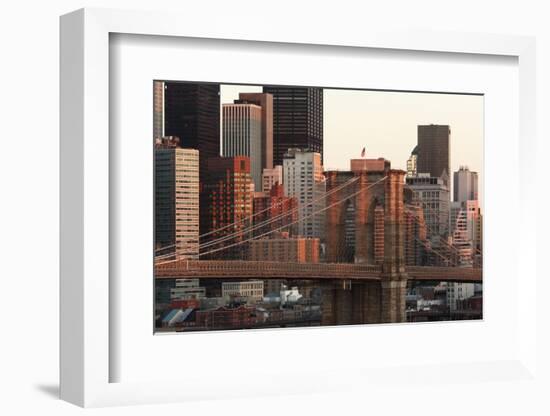 USA, New York City, Manhattan, Brooklyn Bridge, View from Brooklyn, Morning-Catharina Lux-Framed Photographic Print