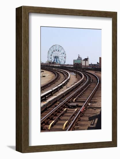 USA, New York City, Manhattan, Coney Island, Tracks, Ferris Wheel, Fun Fair-Catharina Lux-Framed Photographic Print