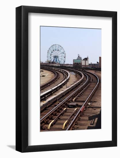 USA, New York City, Manhattan, Coney Island, Tracks, Ferris Wheel, Fun Fair-Catharina Lux-Framed Photographic Print