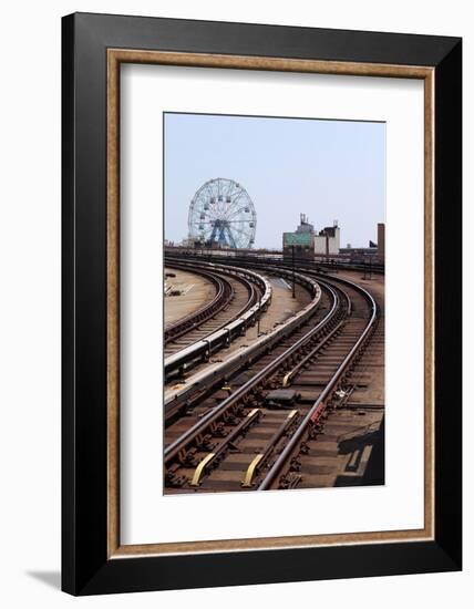 USA, New York City, Manhattan, Coney Island, Tracks, Ferris Wheel, Fun Fair-Catharina Lux-Framed Photographic Print