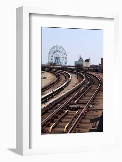 USA, New York City, Manhattan, Coney Island, Tracks, Ferris Wheel, Fun Fair-Catharina Lux-Framed Photographic Print