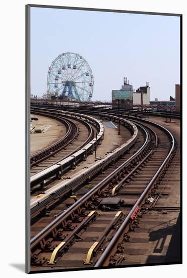USA, New York City, Manhattan, Coney Island, Tracks, Ferris Wheel, Fun Fair-Catharina Lux-Mounted Photographic Print