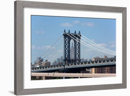 USA, New York City, Manhattan, Manhattan Bridge and Skyline, View from Brooklyn Bridge-Catharina Lux-Framed Photographic Print