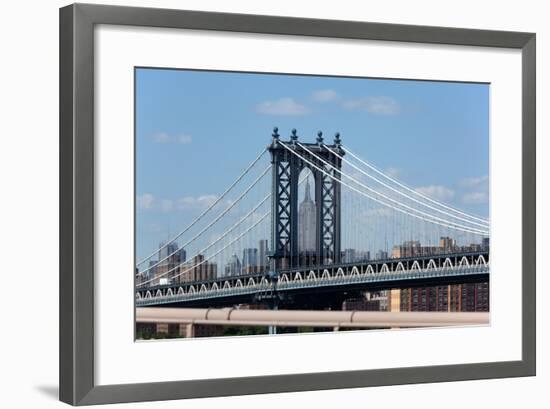 USA, New York City, Manhattan, Manhattan Bridge and Skyline, View from Brooklyn Bridge-Catharina Lux-Framed Photographic Print