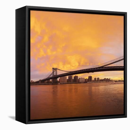 USA, New York City, Manhattan, Manhattan Bridge Spanning the East River-Gavin Hellier-Framed Premier Image Canvas