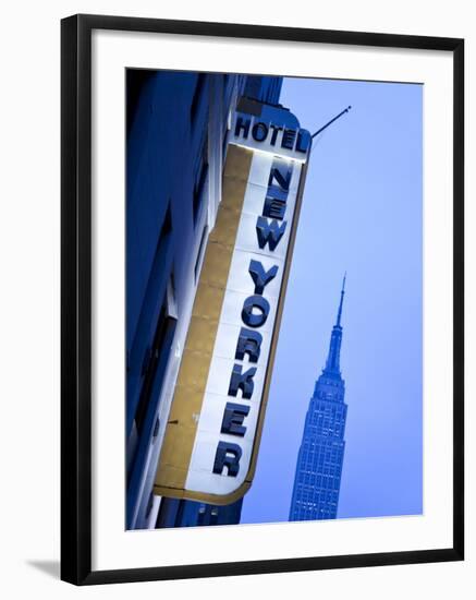 USA, New York City, Manhattan, New Yorker Hotel and Empire State Building-Gavin Hellier-Framed Photographic Print