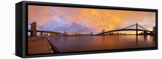 USA, New York City, Manhattan, the Brooklyn and Manhattan Bridges Spanning the East River-Gavin Hellier-Framed Premier Image Canvas