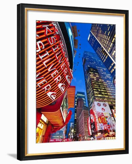 USA, New York City, Manhattan, Times Square, Neon Lights of 42nd Street-Gavin Hellier-Framed Photographic Print