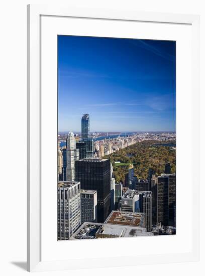 USA, New York City, Midtown Manhattan, elevated view of Central Park, morning-Walter Bibikow-Framed Photographic Print