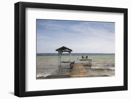 USA, New York, Finger Lakes Region, Fayette, boat piers on Cayuga Lake-Walter Bibikow-Framed Photographic Print