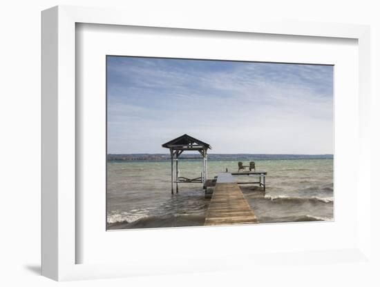 USA, New York, Finger Lakes Region, Fayette, boat piers on Cayuga Lake-Walter Bibikow-Framed Photographic Print